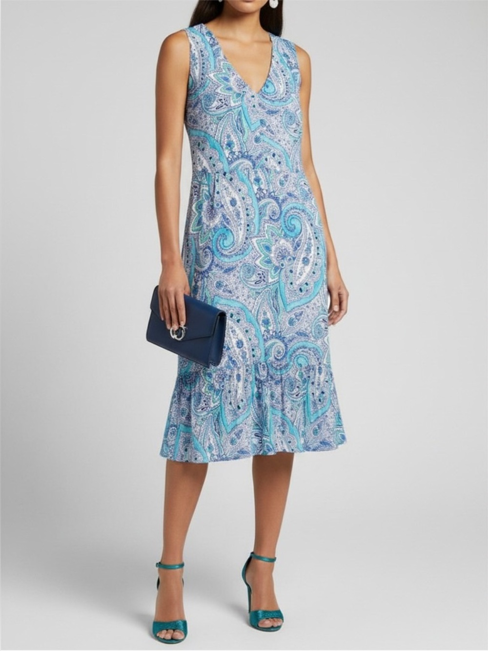 Cynthia Rowley Blue & White Paisley Maxi Dress